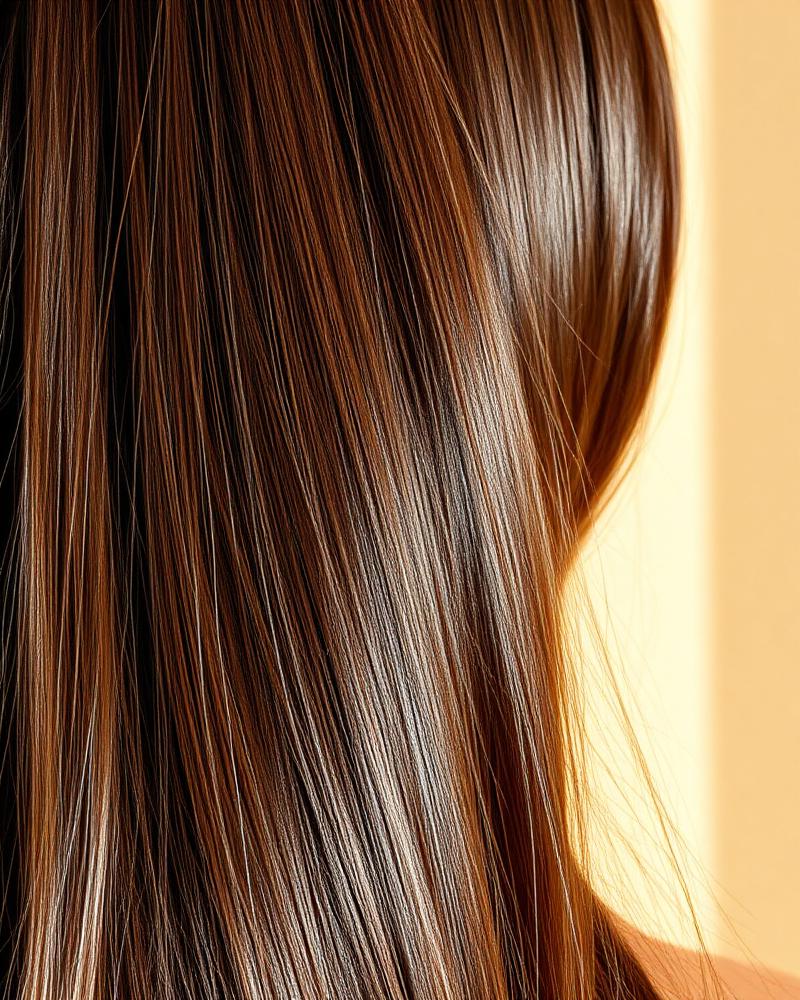 Glossy hair after professional colour gloss